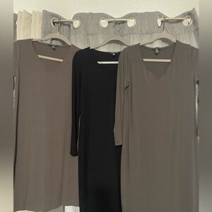 Eileen Fisher - lot of 3 v neck dresses
